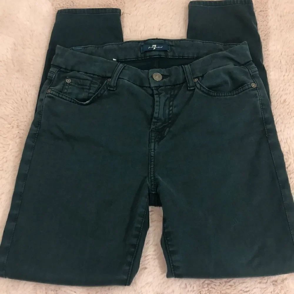 7 for all mankind forest green skinny cropped jean